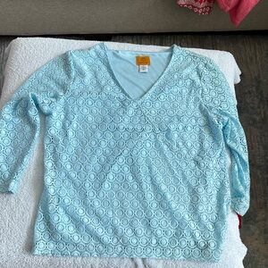 Beautiful Teal Ruby Rd top.  Size L.   New.